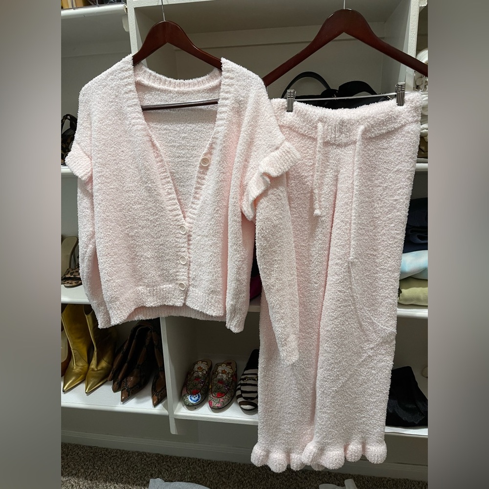 Two piece cozy set with ruffle detail